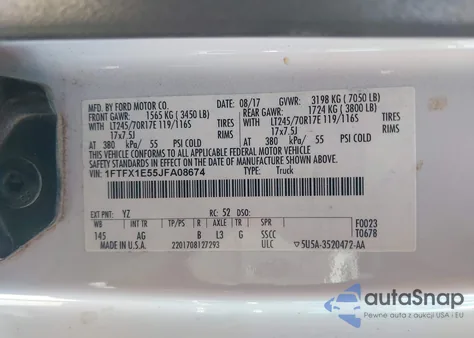 2018 Ford F-150 Xl из США, поврежденный, VIN 1FTFX1E55JFA08674